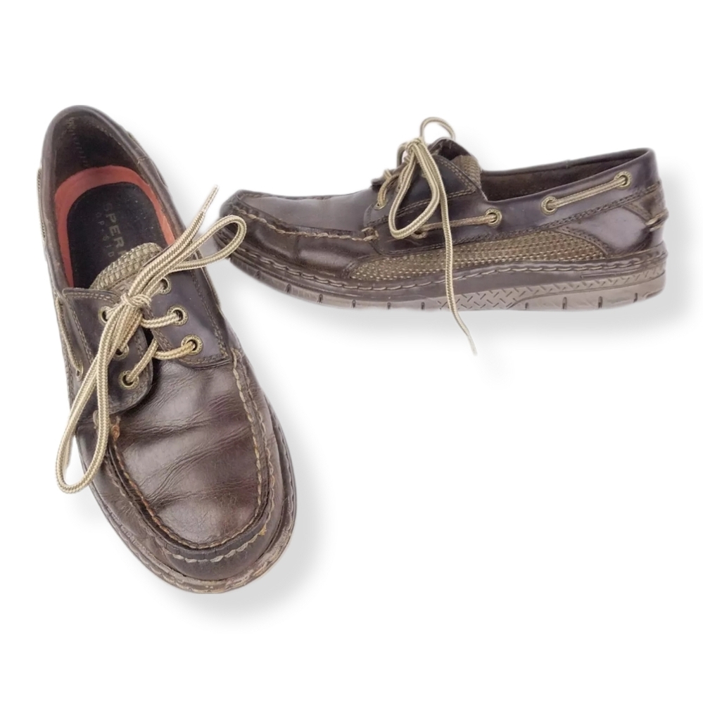 Sperry Top Sider Mens 7.5M Billfish Boat Shoes Brown Leather Slip-On Loafers